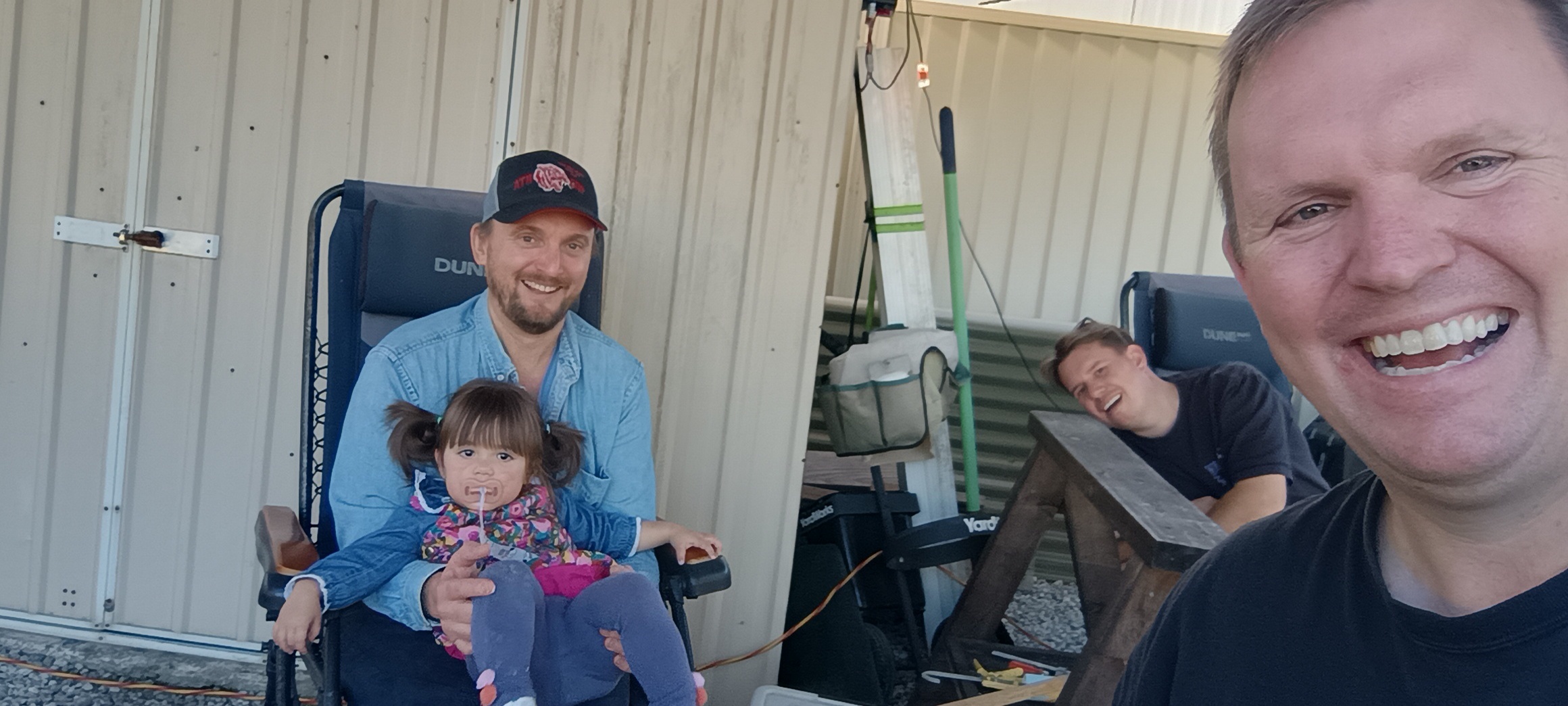 Steve Dalton and family relaxing under the shanty